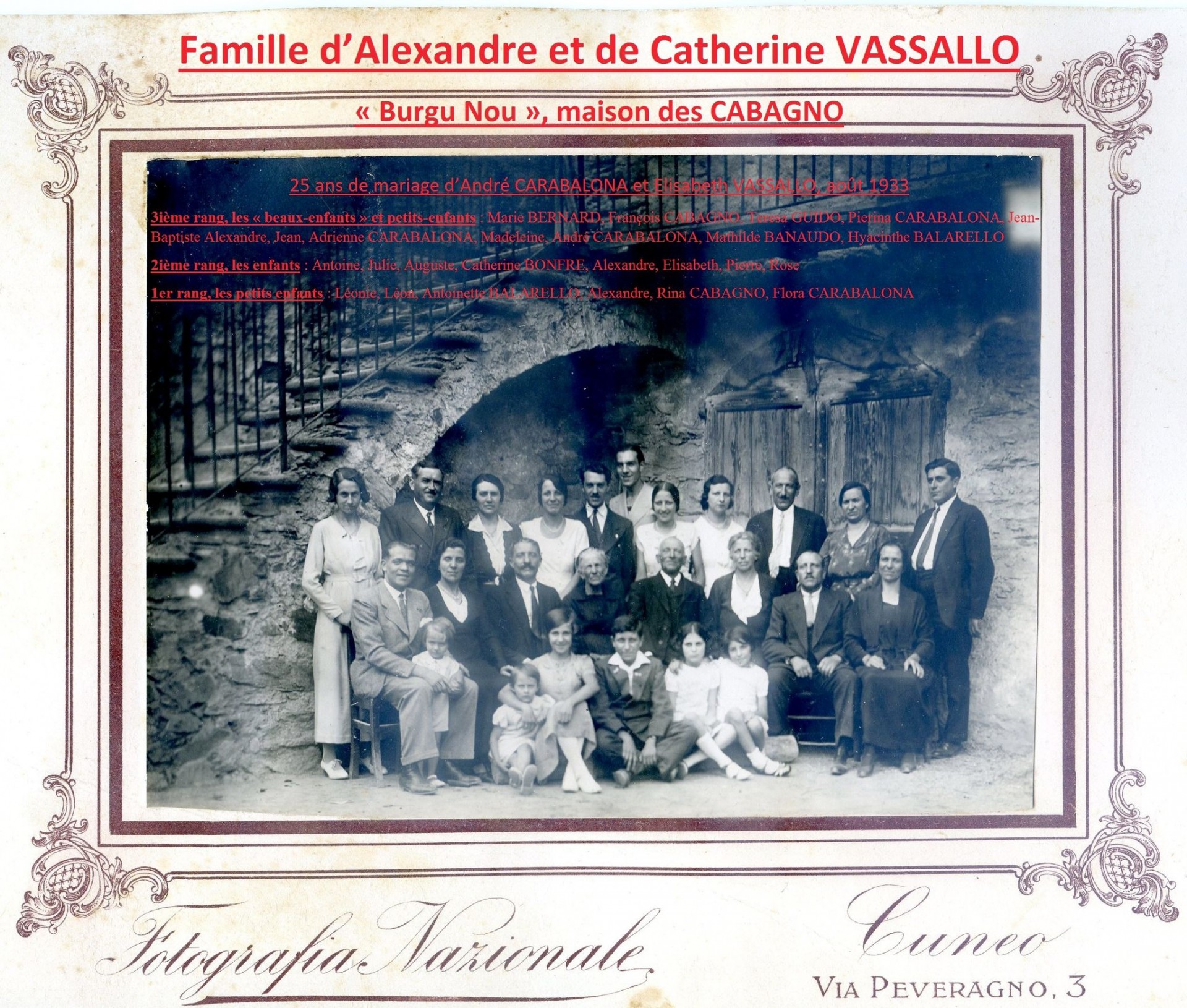 Famille VASSALLO - 1933